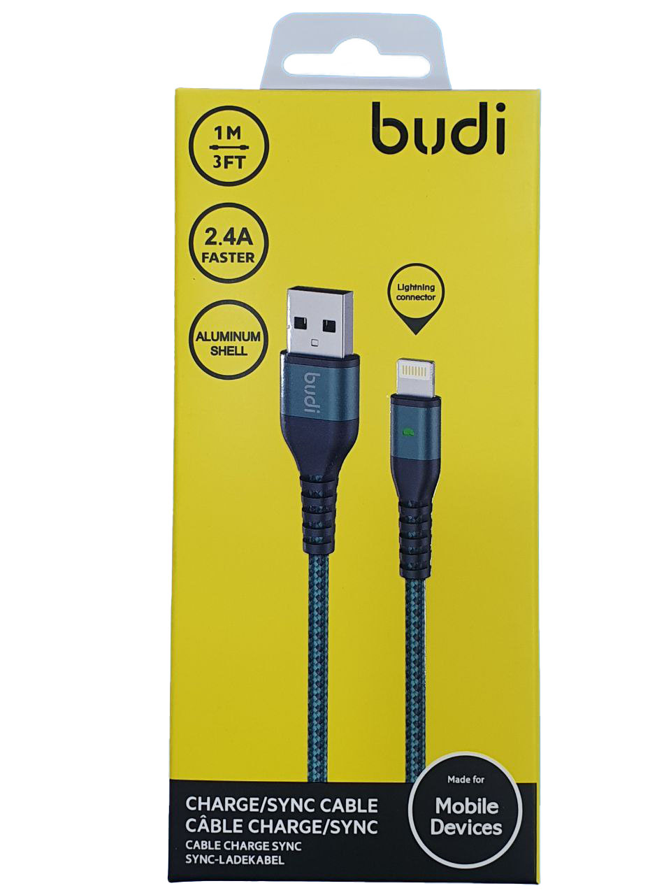 کابل کنفی آیفون بودی / budi USB-A to iPhone LED