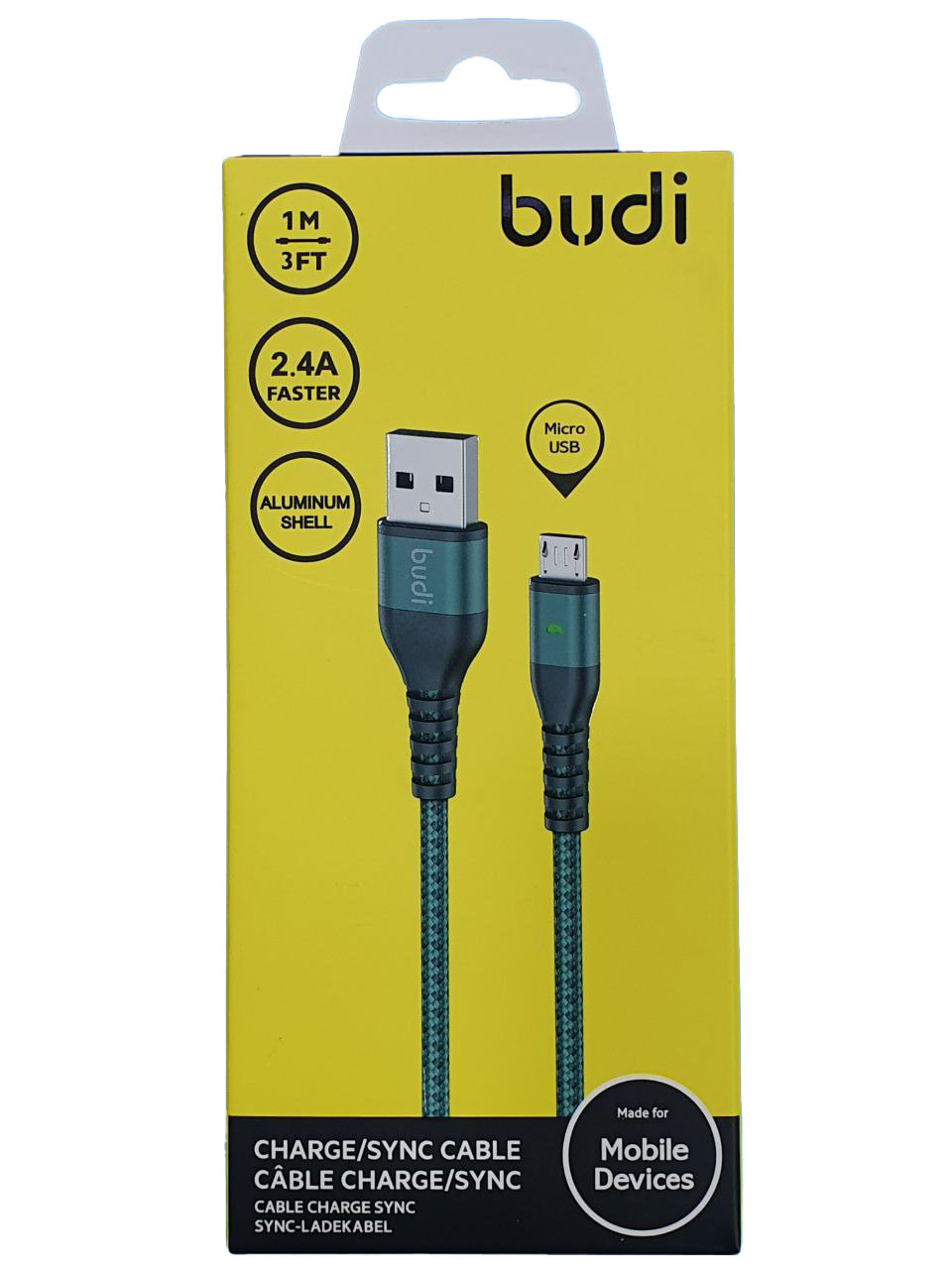 کابل کنفی میکرو بودی / budi USB-A to micro